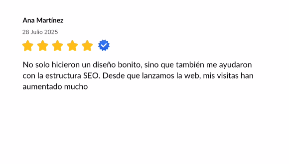 Reseña Ana, cliente de Diseño web